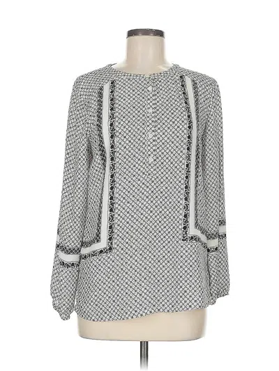 Pre-owned Ann Taylor Loft Long Sleeve Blouse In Silver