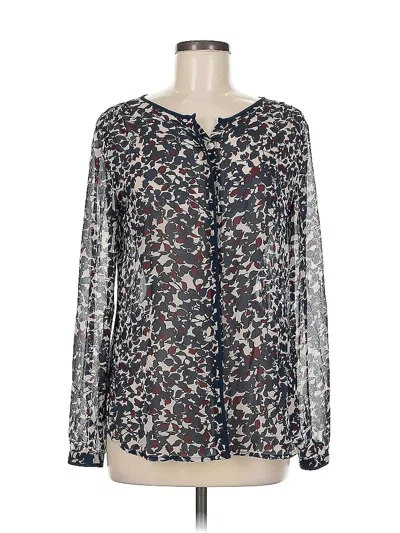 Pre-owned Ann Taylor Loft Long Sleeve Blouse In Silver