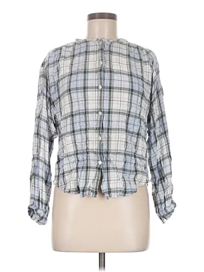 Pre-owned Ann Taylor Loft Long Sleeve Blouse In Silver