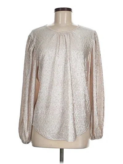 Pre-owned Ann Taylor Loft Long Sleeve Blouse In Silver