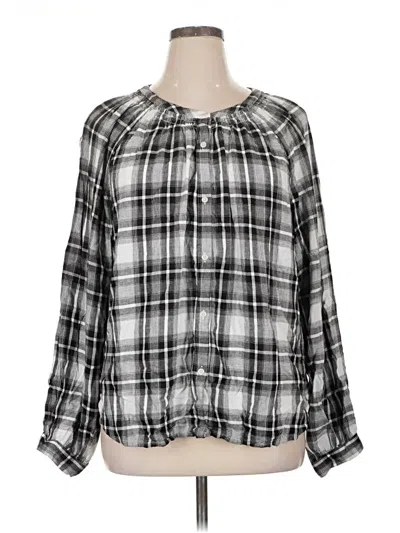 Pre-owned Ann Taylor Loft Long Sleeve Blouse In Silver
