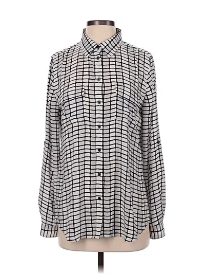Pre-owned Ann Taylor Loft Long Sleeve Blouse In Silver