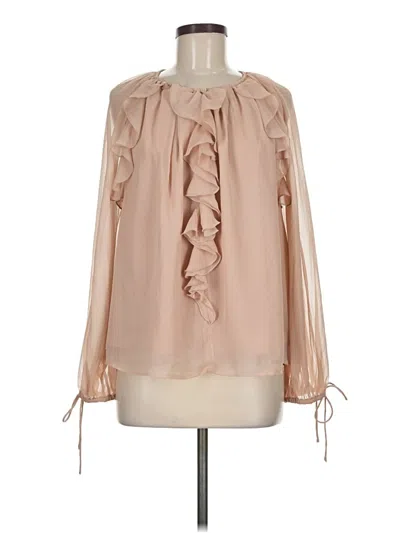 Ann Taylor Loft Long Sleeve Blouse In Tan