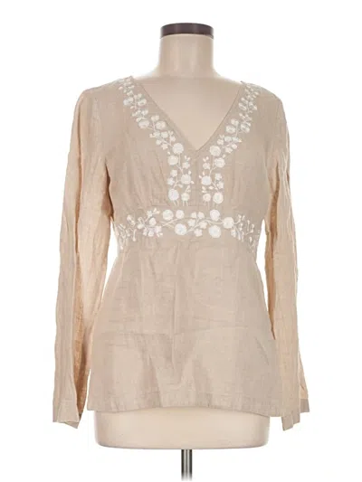 Pre-owned Ann Taylor Loft Long Sleeve Blouse In Tan