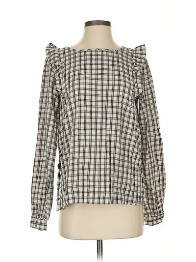 Pre-owned Ann Taylor Loft Long Sleeve Blouse In White