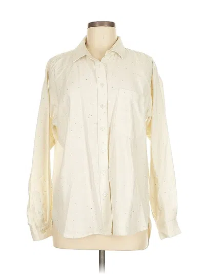Pre-owned Ann Taylor Loft Long Sleeve Blouse In White