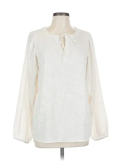 Pre-owned Ann Taylor Loft Long Sleeve Blouse In White