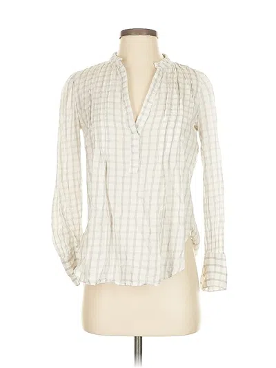 Pre-owned Ann Taylor Loft Long Sleeve Blouse In White
