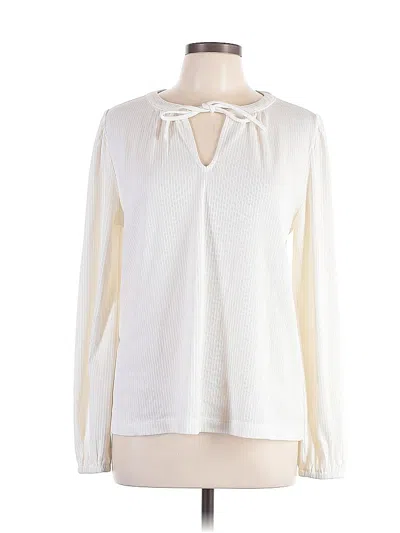Pre-owned Ann Taylor Loft Long Sleeve Blouse In White