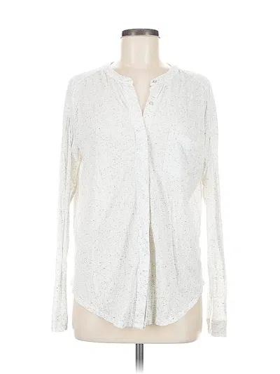 Pre-owned Ann Taylor Loft Long Sleeve Blouse In White