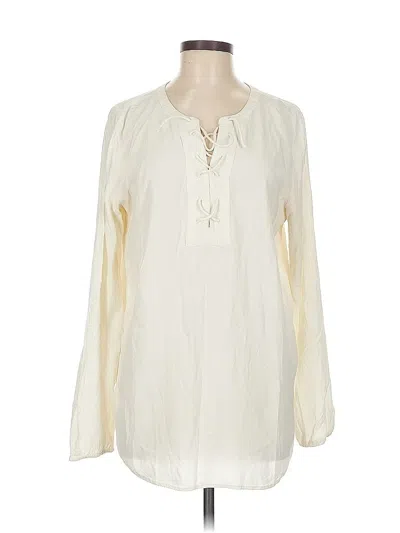 Pre-owned Ann Taylor Loft Long Sleeve Blouse In White
