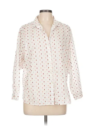 Pre-owned Ann Taylor Loft Long Sleeve Blouse In White