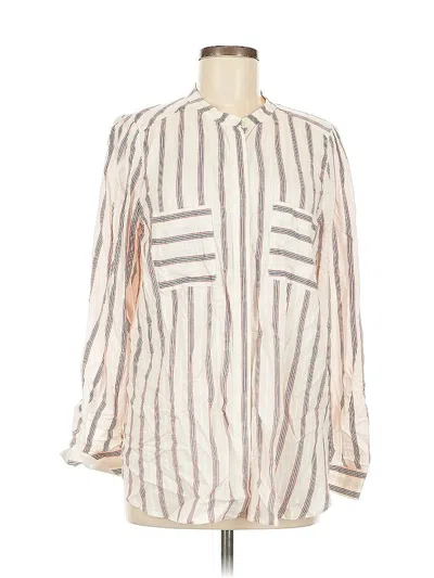 Pre-owned Ann Taylor Loft Long Sleeve Blouse In White