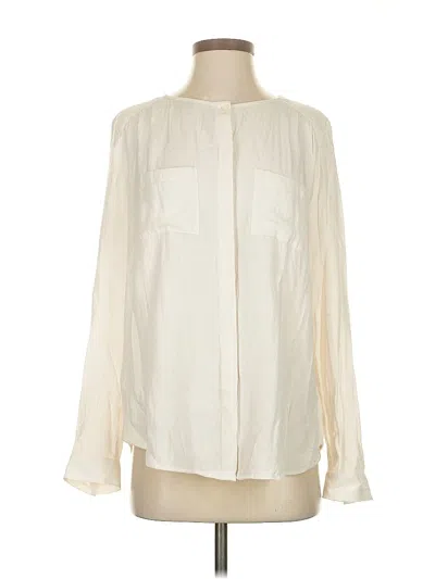 Pre-owned Ann Taylor Loft Long Sleeve Blouse In White