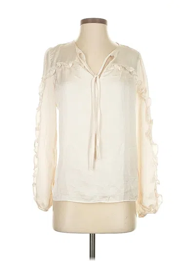 Pre-owned Ann Taylor Loft Long Sleeve Blouse In White