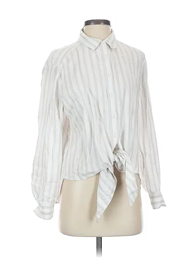 Pre-owned Ann Taylor Loft Long Sleeve Blouse In White