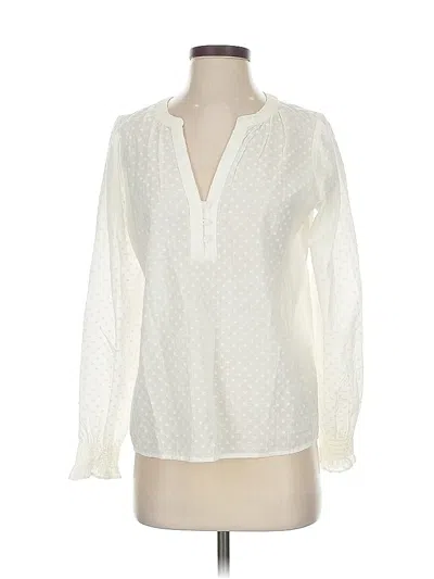 Pre-owned Ann Taylor Loft Long Sleeve Blouse In White