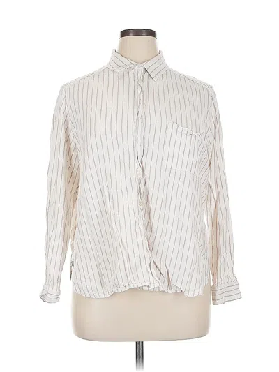 Pre-owned Ann Taylor Loft Long Sleeve Blouse In White