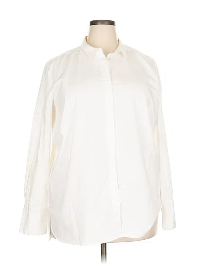 Pre-owned Ann Taylor Loft Long Sleeve Blouse In White