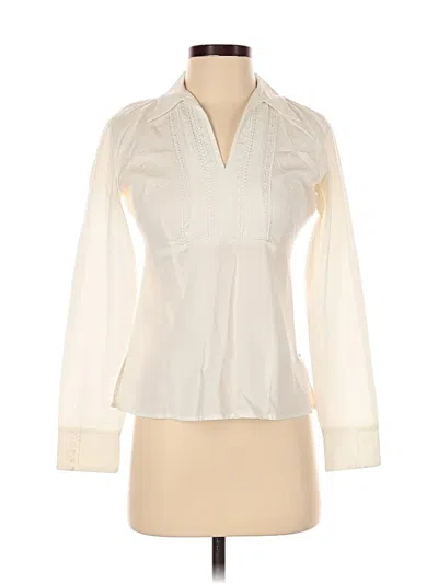 Pre-owned Ann Taylor Loft Long Sleeve Blouse In White