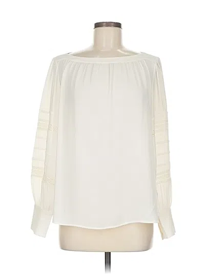 Pre-owned Ann Taylor Loft Long Sleeve Blouse In White