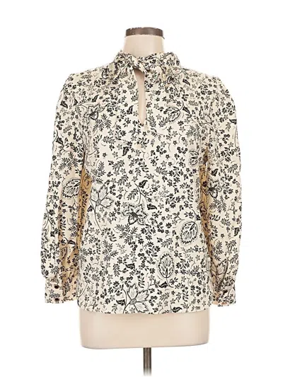 Pre-owned Ann Taylor Loft Long Sleeve Blouse In White