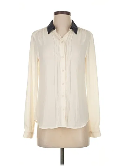 Pre-owned Ann Taylor Loft Long Sleeve Blouse In White