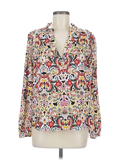 Pre-owned Ann Taylor Loft Long Sleeve Blouse In White