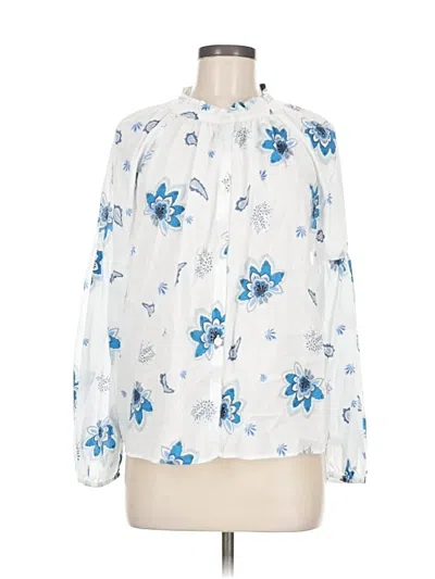 Pre-owned Ann Taylor Loft Long Sleeve Blouse In White