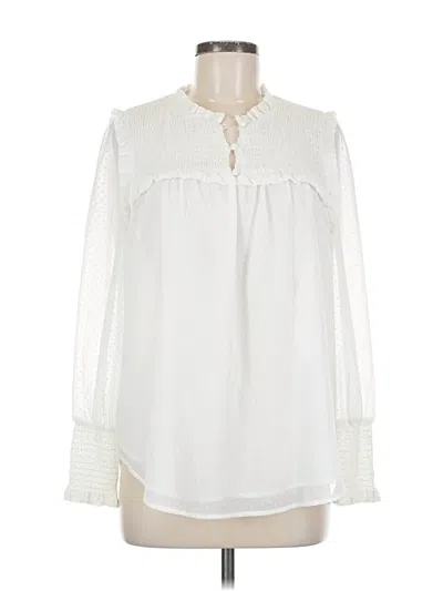 Pre-owned Ann Taylor Loft Long Sleeve Blouse In White