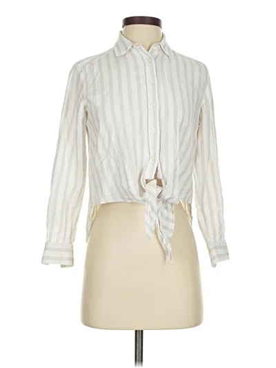 Pre-owned Ann Taylor Loft Long Sleeve Blouse In White