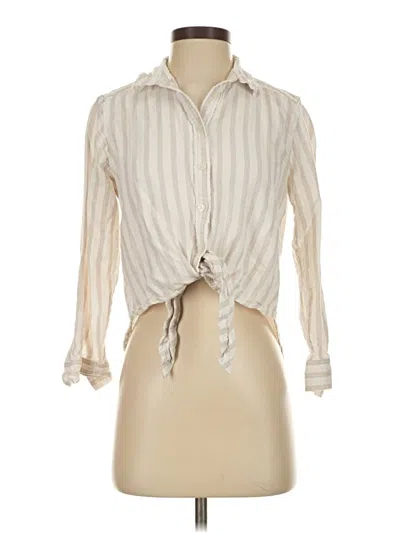 Pre-owned Ann Taylor Loft Long Sleeve Blouse In White