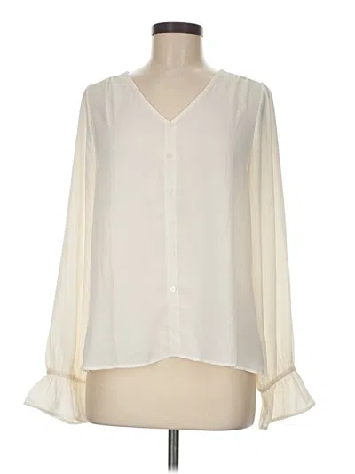 Ann Taylor Loft Long Sleeve Blouse In White