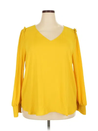 Pre-owned Ann Taylor Loft Long Sleeve Blouse In Yellow
