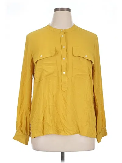 Pre-owned Ann Taylor Loft Long Sleeve Blouse In Yellow