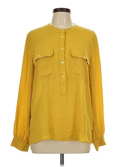 Pre-owned Ann Taylor Loft Long Sleeve Blouse In Yellow