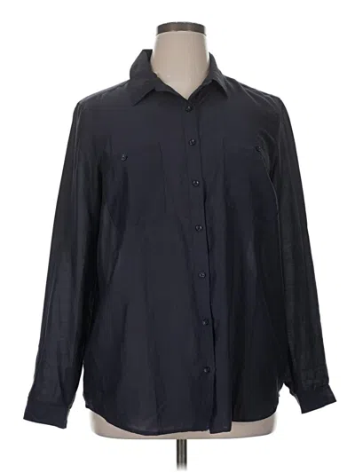 Pre-owned Ann Taylor Loft Long Sleeve Button Down Shirt In Black