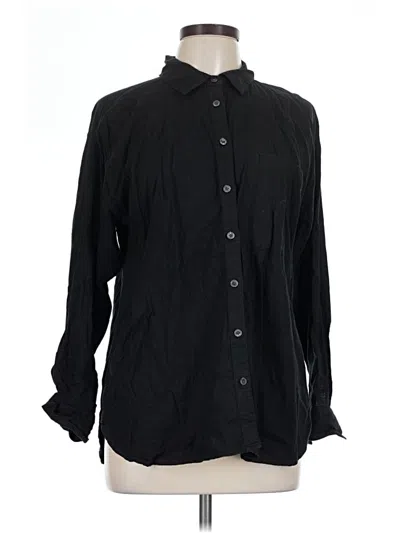 Pre-owned Ann Taylor Loft Long Sleeve Button Down Shirt In Black
