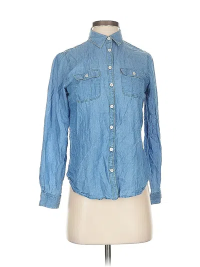Pre-owned Ann Taylor Loft Long Sleeve Button Down Shirt In Blue