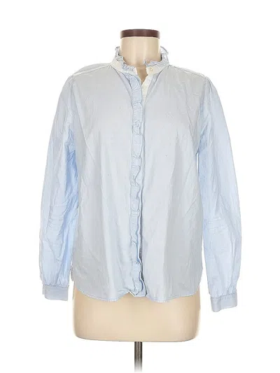 Pre-owned Ann Taylor Loft Long Sleeve Button Down Shirt In Blue