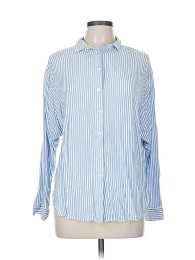 Pre-owned Ann Taylor Loft Long Sleeve Button Down Shirt In Blue
