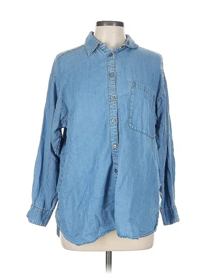 Pre-owned Ann Taylor Loft Long Sleeve Button Down Shirt In Blue