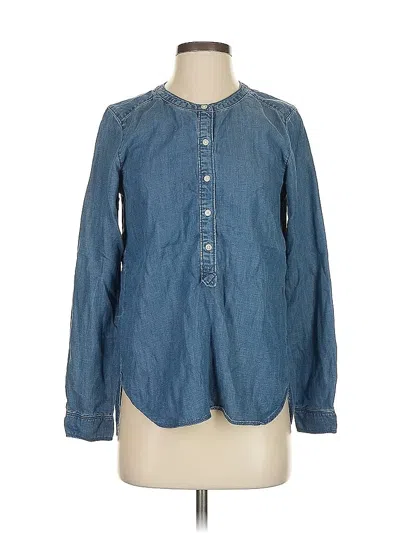 Pre-owned Ann Taylor Loft Long Sleeve Button Down Shirt In Blue