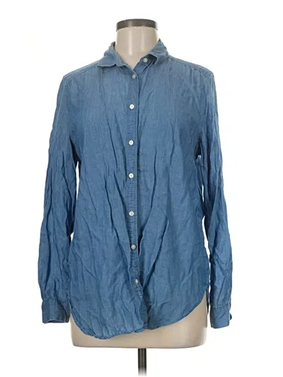 Pre-owned Ann Taylor Loft Long Sleeve Button Down Shirt In Blue