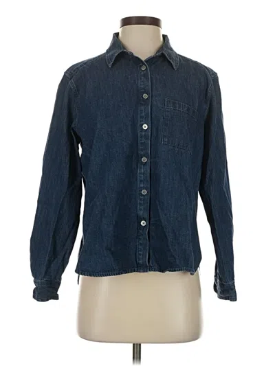 Pre-owned Ann Taylor Loft Long Sleeve Button Down Shirt In Blue