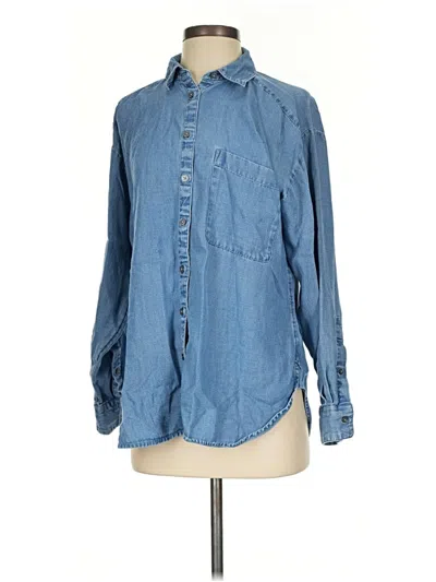 Pre-owned Ann Taylor Loft Long Sleeve Button Down Shirt In Blue