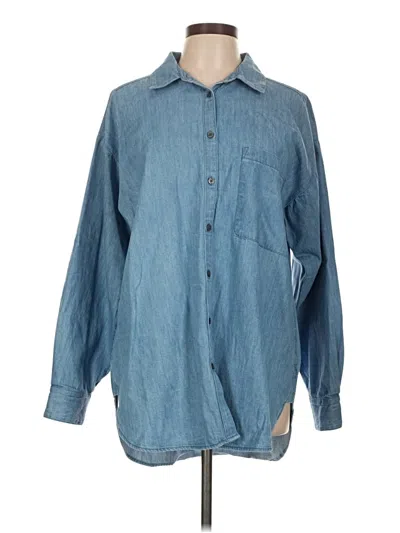 Pre-owned Ann Taylor Loft Long Sleeve Button Down Shirt In Blue