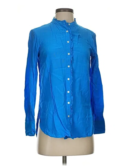 Pre-owned Ann Taylor Loft Long Sleeve Button Down Shirt In Blue