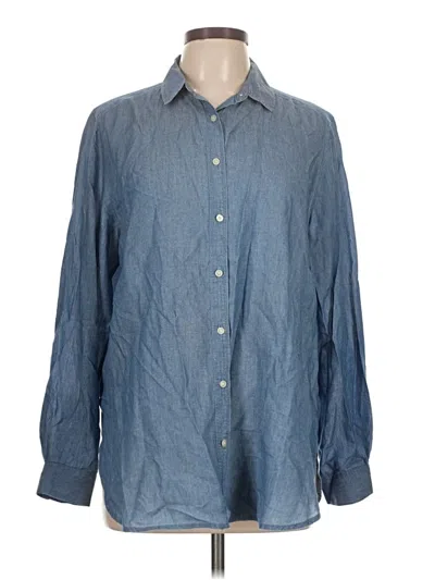 Pre-owned Ann Taylor Loft Long Sleeve Button Down Shirt In Blue