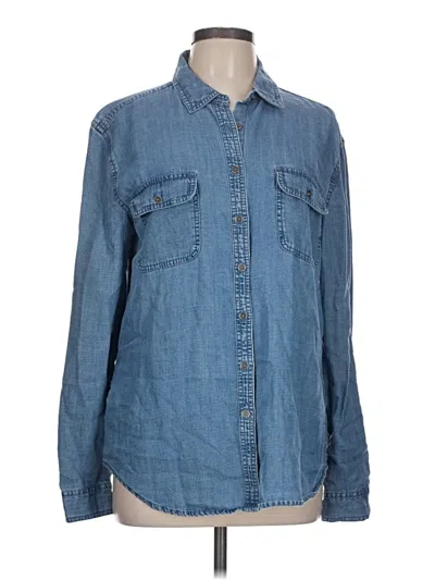Pre-owned Ann Taylor Loft Long Sleeve Button Down Shirt In Blue
